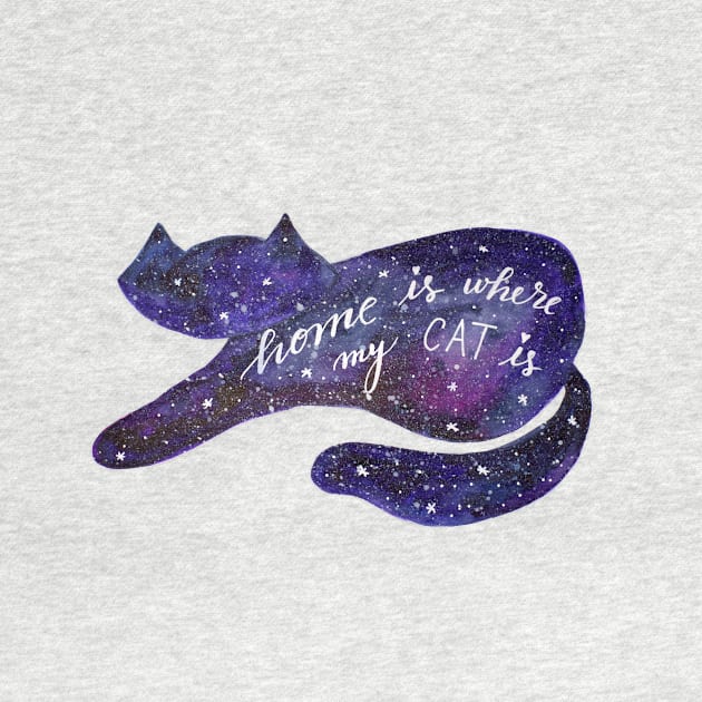 Watercolor galaxy cat - purple by wackapacka